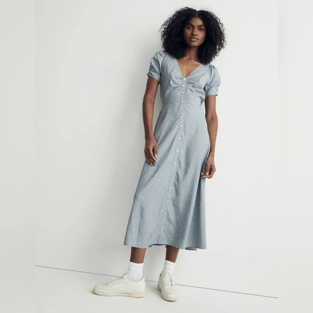 Madewell Dreamy Blue Midi Dress NWT - Picture 2 of 9